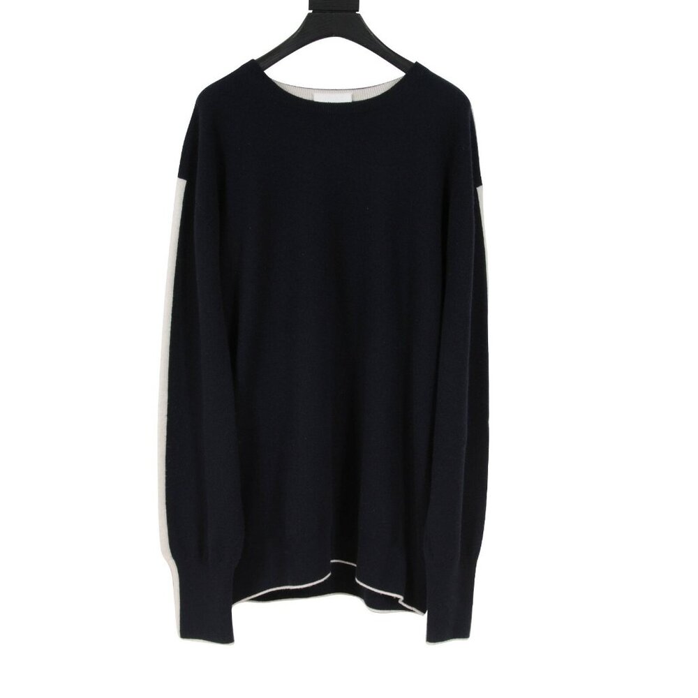 N.Peal Mens Cashmere Sweater Size XXL Navy Blue White Striped Crewneck Pullover